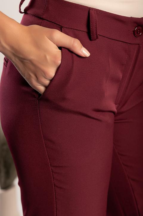 Κομψό μακρύ παντελόνι Tordina με ίσιο κόψιμο, μπορντό