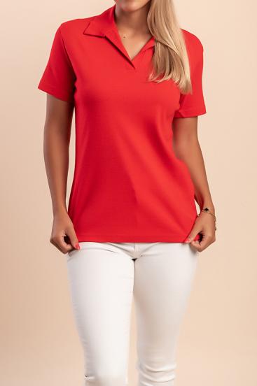 Πουκάμισο βαμβακερό με γιακά plus size, κόκκινο