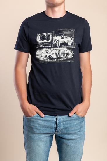 Ανδρικό βαμβακερό T-Shirt, σκούρο μπλε