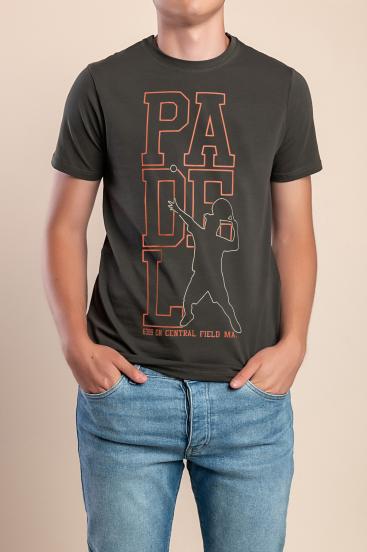 Ανδρικό βαμβακερό t-shirt, ελιά