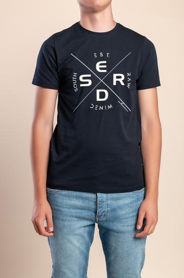 Ανδρικό βαμβακερό T-Shirt, Σκούρο Μπλε