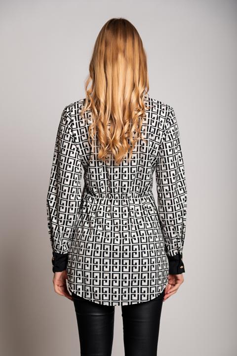 Cerra φόρεμα πουκάμισο με γεωμετρικό print, κρεμ