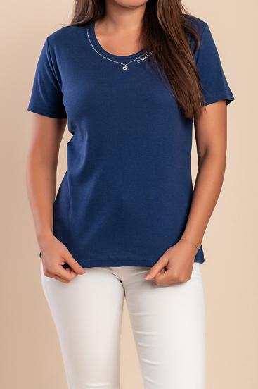 Βαμβακερό T-shirt, σκούρο μπλε
