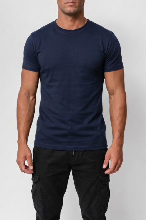 Ανδρικό βαμβακερό T-shirt, σκούρο μπλε