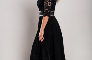 Bianca κομψό φόρεμα με δαντέλα, μαύρο