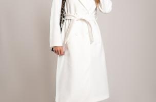 Κομψό μακρύ παλτό με κουμπιά, λευκό
