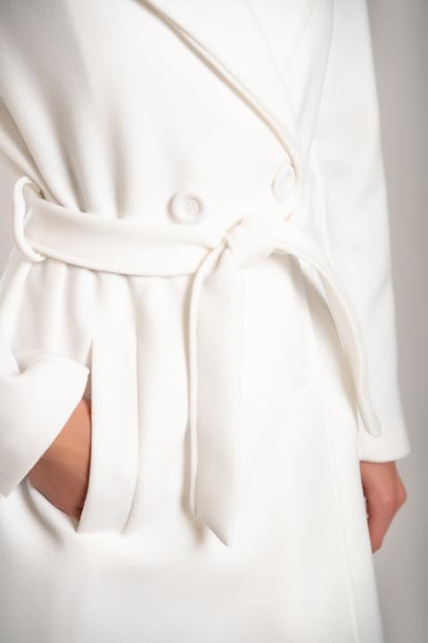 Κομψό μακρύ παλτό με κουμπιά, λευκό