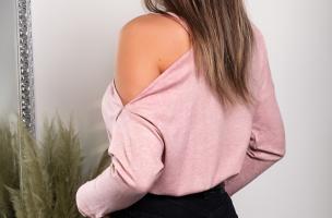 Mirabelle μπλούζα με ασύμμετρη λαιμόκοψη, ροζ