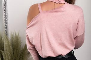 Mirabelle μπλούζα με ασύμμετρη λαιμόκοψη, ροζ