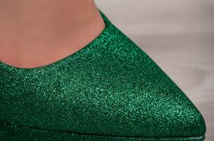 Παπούτσια με τακούνι με glitter K220, πράσινο