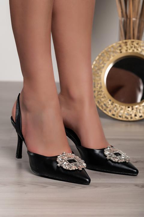 Παπούτσια με διακοσμητική καρφίτσα M543, μαύρα