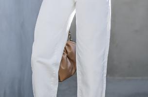 Μακρύ παντελόνι με ψηλή μέση 17347, λευκό