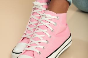 Μοντέρνα ψηλοτάπητα πάνινα sneakers 8454F, ροζ