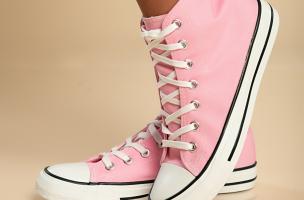 Μοντέρνα ψηλοτάπητα πάνινα sneakers 8454F, ροζ