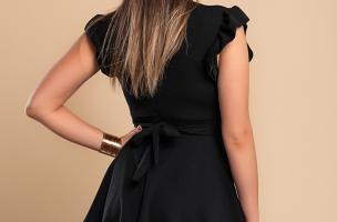 Κομψό μίνι φόρεμα με βολάν Favinna, μαύρο