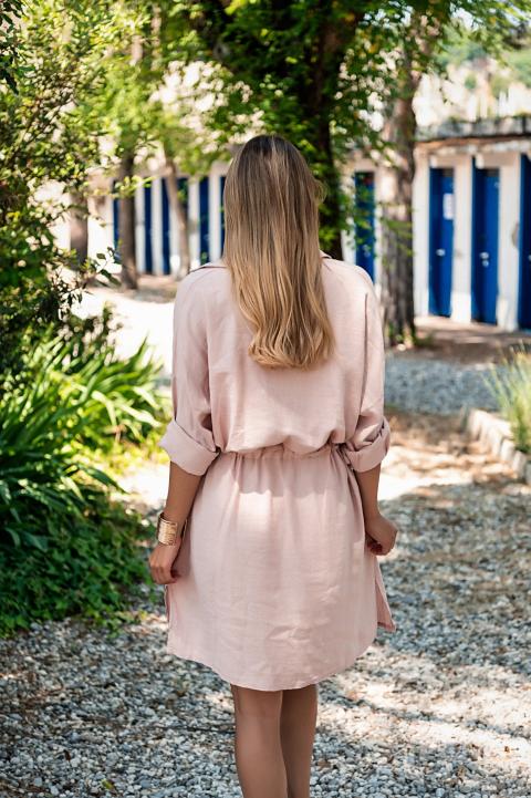 Μίνι σπορ φόρεμα με κλασσικό γιακά και τσέπη Neomy, ροζ