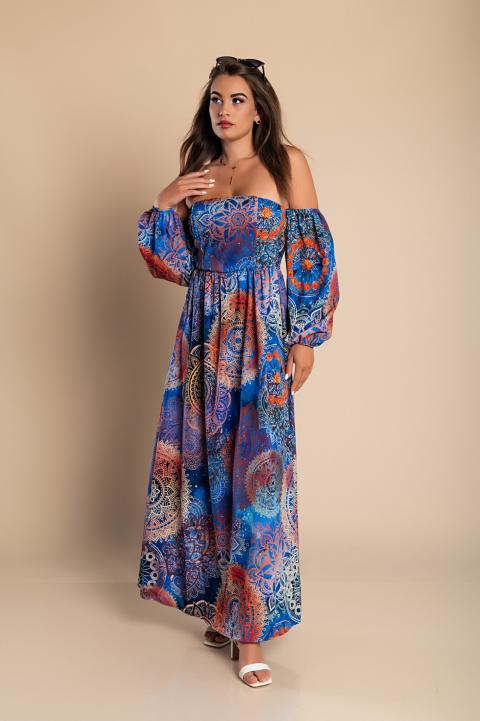 Κομψό Montella μάξι φόρεμα με στάμπα , μπλε