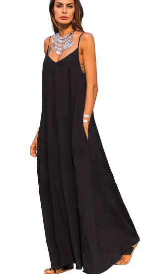 Καλοκαιρινό μάξι φόρεμα Yasmine, μαύρο