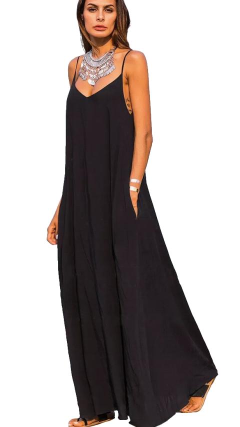 Καλοκαιρινό μάξι φόρεμα Yasmine, μαύρο